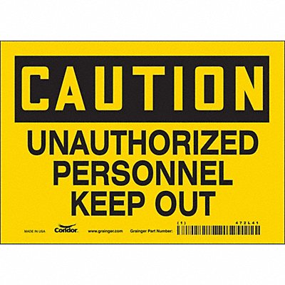CONDOR 472L41 Safety Sign 5 in x 7 in Vinyl