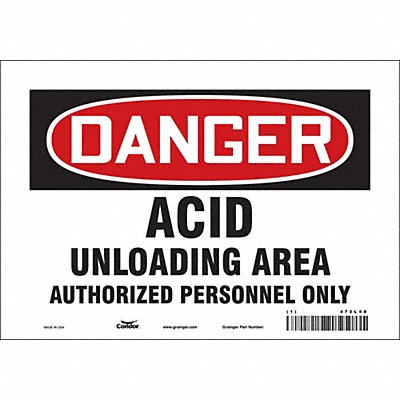 CONDOR 472L48 Safety Sign 7 in x 10 in Vinyl