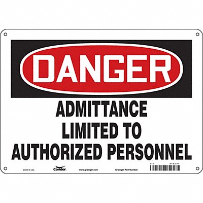 CONDOR 472L51 Safety Sign 10 inx14 in Aluminum