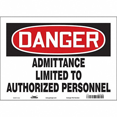 CONDOR 472L58 Safety Sign 10 inx14 in Vinyl
