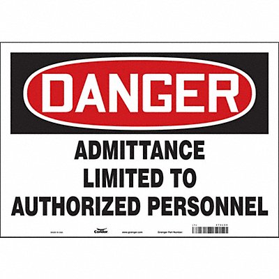 CONDOR 472L59 Safety Sign 14 inx20 in Vinyl