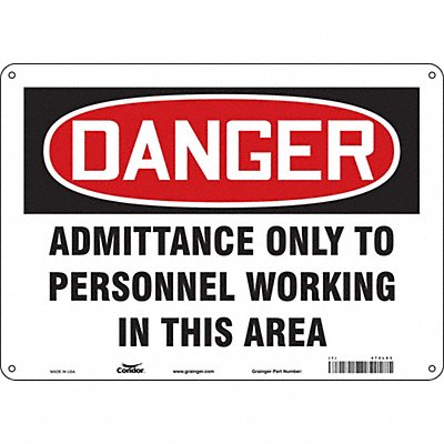CONDOR 472L63 Safety Sign 10 in x 14 in Polyethylene
