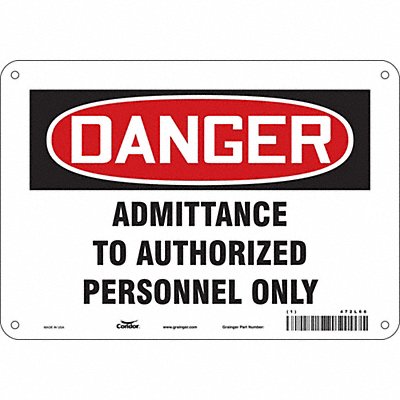 CONDOR 472L66 Safety Sign 7 in x 10 in Aluminum
