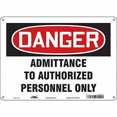 CONDOR 472L67 Safety Sign 10 inx14 in Aluminum