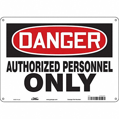 CONDOR 472L87 Safety Sign 10 inx14 in Aluminum