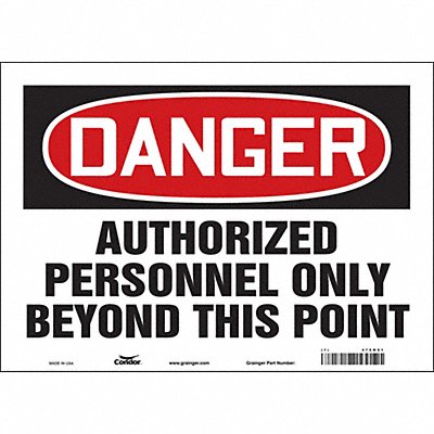 CONDOR 472M01 Safety Sign 10 inx14 in Vinyl