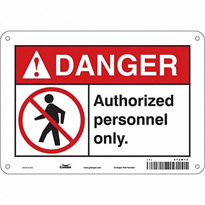 CONDOR 472M12 Safety Sign 7 inx10 in Polyethylene