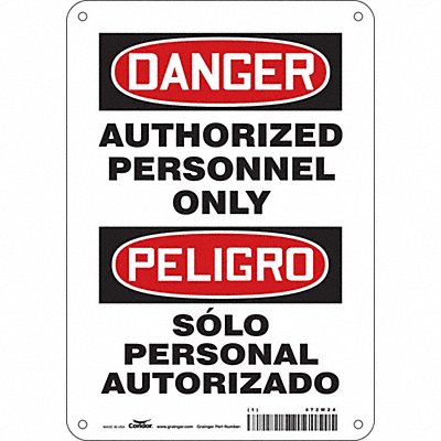 CONDOR 472M24 Safety Sign 10 inx7 in Polyethylene