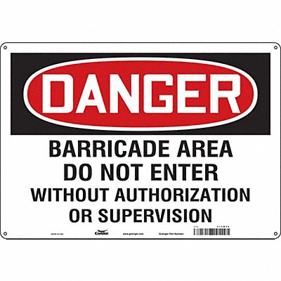 CONDOR 472M36 Safety Sign 14 in x 20 in Aluminum