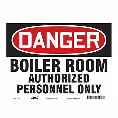 CONDOR 472M50 Safety Sign 10 inx14 in Vinyl