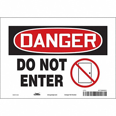 CONDOR 472M69 Safety Sign 7 in x 10 in Vinyl