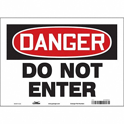 CONDOR 472M83 Safety Sign 10 inx14 in Vinyl
