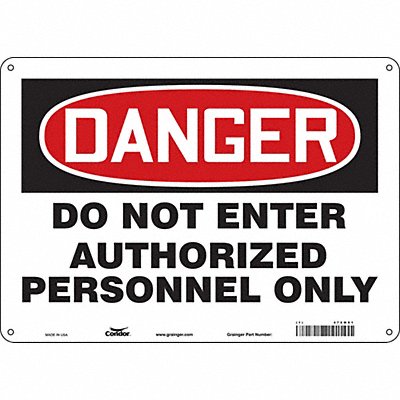 CONDOR 472M91 Safety Sign 10 inx14 in Aluminum