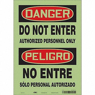 CONDOR 472N11 Safety Sign 14 inx10 in Glow Vinyl