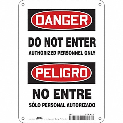 CONDOR 472N13 Safety Sign 10 inx7 in Polyethylene