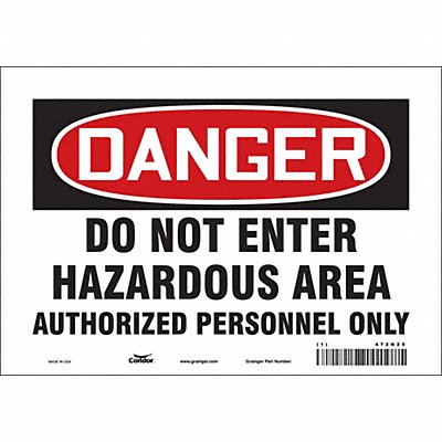 CONDOR 472N25 K1920 Safety Sign 7 in x 10 in Vinyl