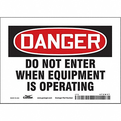 CONDOR 472N37 K1922 Safety Sign 5 inx7 in Vinyl