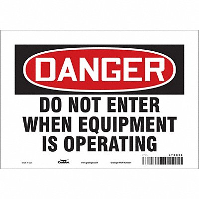 CONDOR 472N38 K1922 Safety Sign 7 inx10 in Vinyl