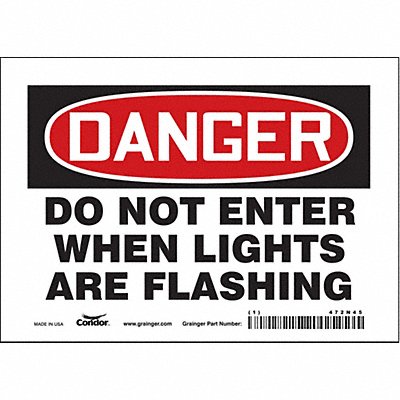 CONDOR 472N45 Safety Sign 5 in x 7 in Vinyl