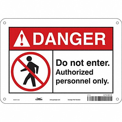 CONDOR 472N62 Safety Sign 7 in x 10 in Aluminum