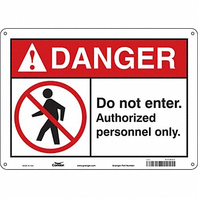 CONDOR 472N63 Safety Sign 10 inx14 in Aluminum