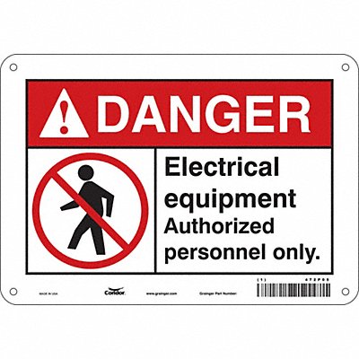 CONDOR 472P05 Safety Sign 7 in x 10 in Polyethylene