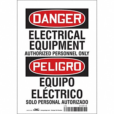 CONDOR 472P15 Safety Sign 10 inx7 in Vinyl
