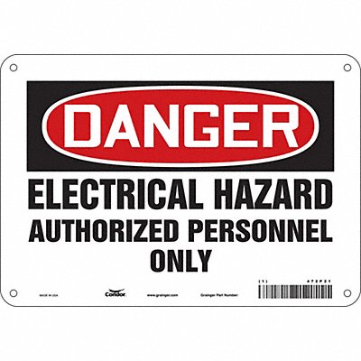 CONDOR 472P21 J6925 Safety Sign 7 in x 10 in Aluminum