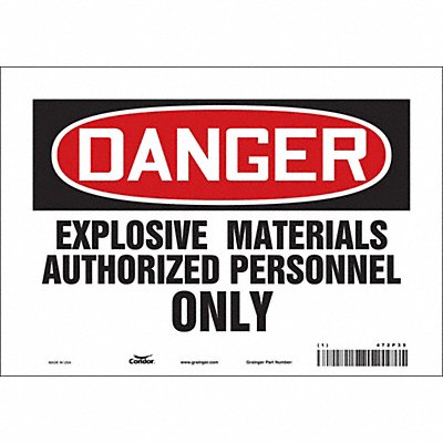 CONDOR 472P35 Safety Sign 7 in x 10 in Vinyl