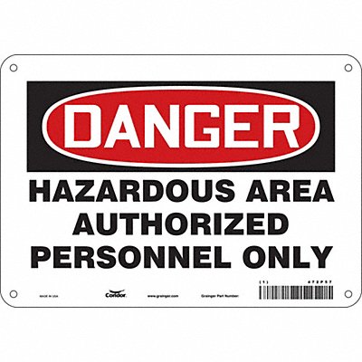 CONDOR 472P57 Safety Sign 7 in x 10 in Polyethylene