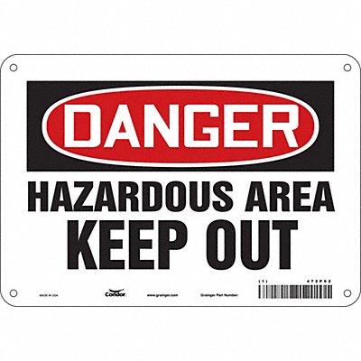 CONDOR 472P62 Safety Sign 7 in x 10 in Aluminum