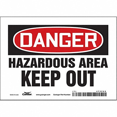 CONDOR 472P66 Safety Sign 5 in x 7 in Vinyl