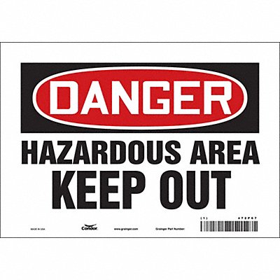 CONDOR 472P67 Safety Sign 7 in x 10 in Vinyl