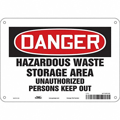 CONDOR 472P82 Safety Sign 7 in x 10 in Aluminum