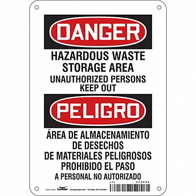 CONDOR 472P90 Safety Sign 10 in x 7 in Aluminum