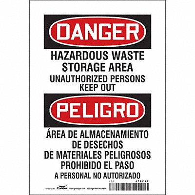 CONDOR 472P97 Safety Sign 10 in x 7 in Vinyl