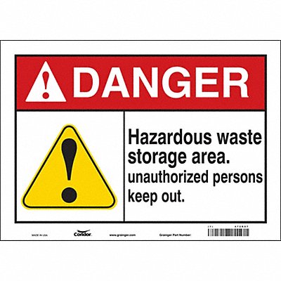 CONDOR 472R07 Safety Sign 10 in x 14 in Vinyl
