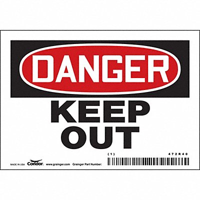 CONDOR 472R40 Safety Sign 3.5in x 5in Vinyl
