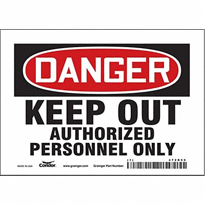 CONDOR 472R50 Safety Sign 5 inx7 in Vinyl