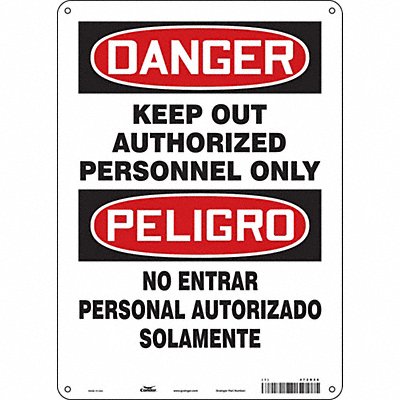 CONDOR 472R56 Safety Sign 14 inx10 in Polyethylene
