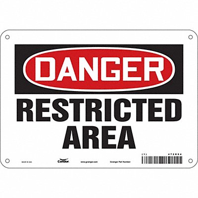 CONDOR 472R84 Safety Sign 7 in x 10 in Aluminum