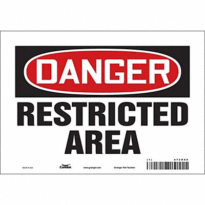 CONDOR 472R90 Safety Sign 7 in x 10 in Vinyl