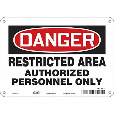 CONDOR 472R92 Safety Sign 7 in x 10 in Aluminum