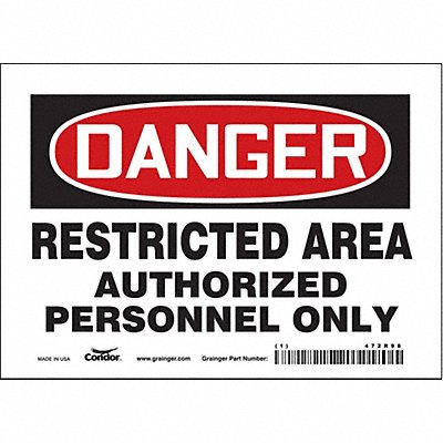 CONDOR 472R98 Safety Sign 5 inx7 in Vinyl