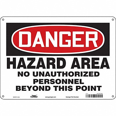 CONDOR 472T06 Safety Sign 10 in x 14 in Polyethylene