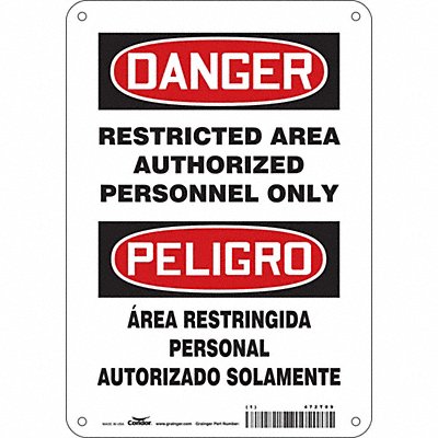 CONDOR 472T09 Safety Sign 10 inx7 in Aluminum