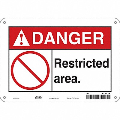 CONDOR 472T15 Safety Sign 7 in x 10 in Aluminum