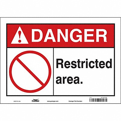 CONDOR 472T20 Safety Sign 10 in x 14 in Vinyl