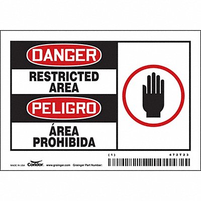 CONDOR 472T23 Safety Sign 3.5in x 5in Vinyl PK5