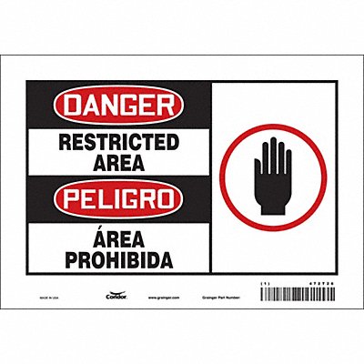 CONDOR 472T26 Safety Sign 7 in x 10 in Vinyl